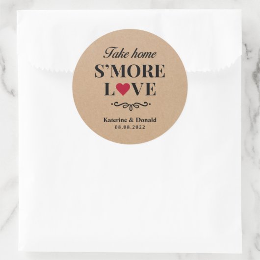 Rustic Kraft S'more Love Wedding Ronde Sticker (Tas)