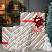 Rustic Kraft Sneeuwwitje Stripes Vakantie Cadeaupapier