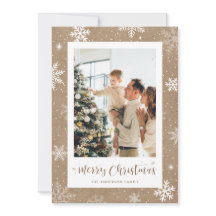 Rustic Kraft Snowflake Foto Kaart