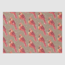 Rustic Kraft Snowy Kerstrode kardinaal vogel Tissuepapier