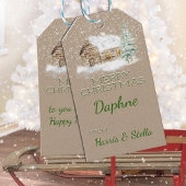 Rustic Kraft Snowy Log Cabin Winter Scene Cadeaulabel