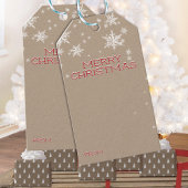 Rustic Kraft Snowy Red Merry kerstschrijf Cadeaulabel