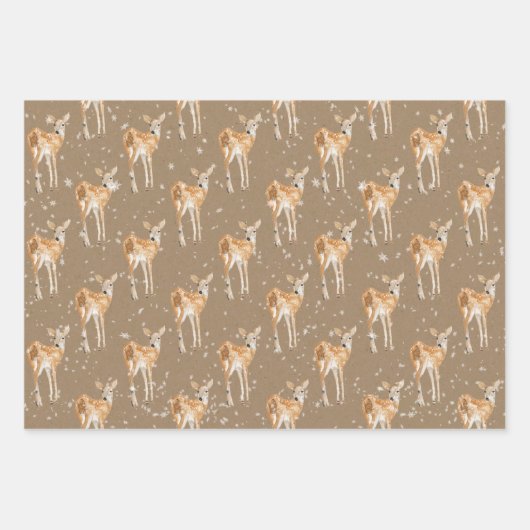 Rustic Kraft Snowy Winter Animals Inpakpapier Vel (Voorkant)