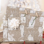 Rustic Kraft Snowy Winter Arctic Animals Inpakpapier Vel