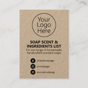 Rustic Kraft Soap Scent Ingredients List Logo Visitekaartje