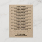 Rustic Kraft Soap Scent Ingredients List Logo Visitekaartje (Achterkant)