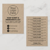 Rustic Kraft Soap Scent Ingredients List Logo Visitekaartje (Voorkant / Achterkant)
