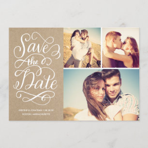 Rustic Kraft sparen de datum collage Save The Date