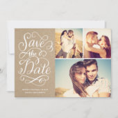 Rustic Kraft sparen de datum collage Save The Date (Voorkant)