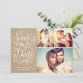 Rustic Kraft sparen de datum collage Save The Date (Staand voorkant)