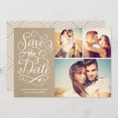 Rustic Kraft sparen de datum collage Save The Date (Voorkant / Achterkant)