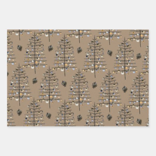 Rustic Kraft Sparse Black kerstboomversieringen Inpakpapier Vel (Voorkant 3)