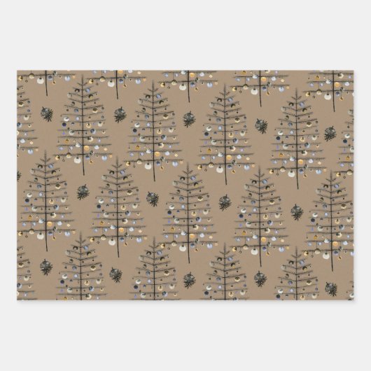 Rustic Kraft Sparse Black kerstboomversieringen Inpakpapier Vel (Voorkant 2)