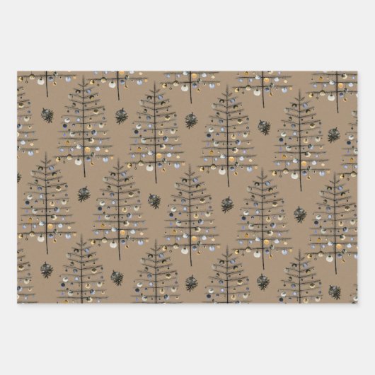 Rustic Kraft Sparse Black kerstboomversieringen Inpakpapier Vel (Voorkant)