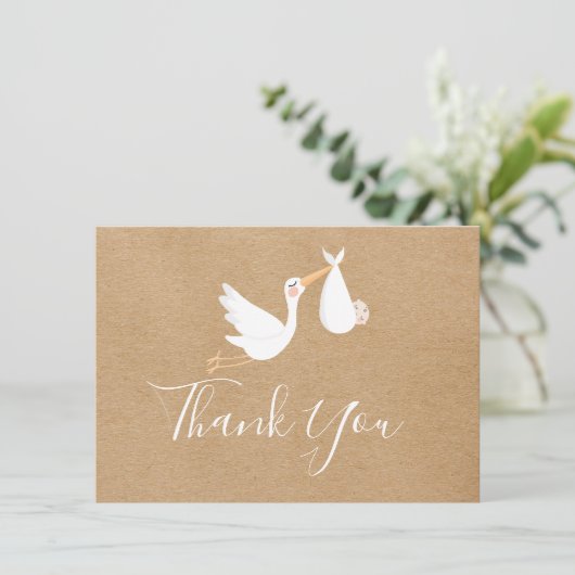 Rustic Kraft Special Delivery Baby shower Bedankkaart (Staand voorkant)