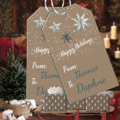 Rustic Kraft  Star Ornaments Snowfall Cadeaulabel