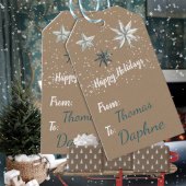 Rustic Kraft  Star Ornaments Snowfall Cadeaulabel