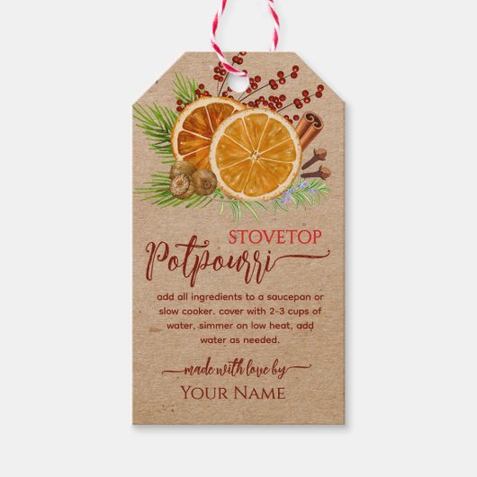 Rustic Kraft Stovetop Simmering Potpourri Cadeaulabel (Voorkant)