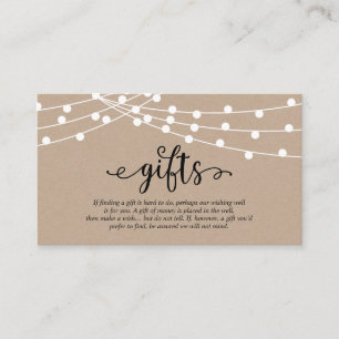 Rustic kraft string light, A note on gifts Informatiekaartje