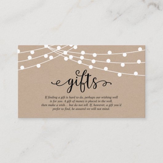 Rustic kraft string light, A note on gifts Informatiekaartje (Voorkant)