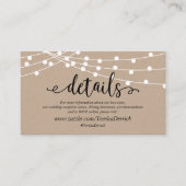 Rustic kraft string light, Wedding Details website Informatiekaartje (Voorkant)