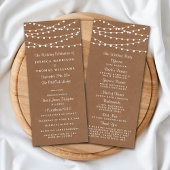 Rustic Kraft String Lights Trouwprogramma Reclamekaart