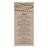Rustic Kraft String Lights Wedding Menu (Voorkant)