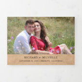 Rustic Kraft Sunflower Floral Antlers Weddenschap Drieluik Uitnodiging (Cover)