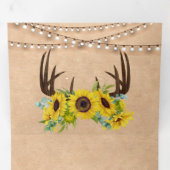 Rustic Kraft Sunflower Floral Antlers Weddenschap Drieluik Uitnodiging (Binnenzijde eerst)