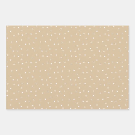 Rustic Kraft Tan Stripes Stippen en sterren gepatt Inpakpapier Vel (Voorkant 3)