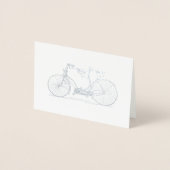 Rustic Kraft Tandem Fiets | Zilver Folie Kaarten (Voorkant)
