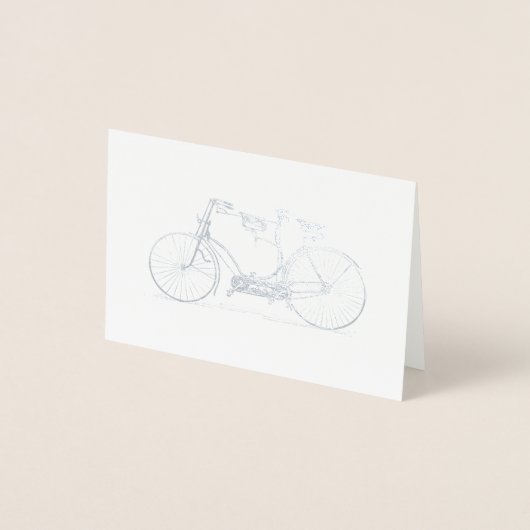 Rustic Kraft Tandem Fiets | Zilver Folie Kaarten (Voorkant)