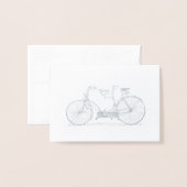Rustic Kraft Tandem Fiets | Zilver Folie Kaarten (Voorkant met envelop)