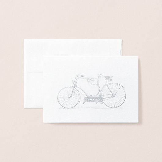 Rustic Kraft Tandem Fiets | Zilver Folie Kaarten (Voorkant met envelop)