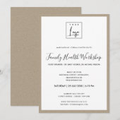 RUSTIC KRAFT TEXTUREER JE LOGO WORKSHOP EVENEMENT KAART (Voorkant / Achterkant)