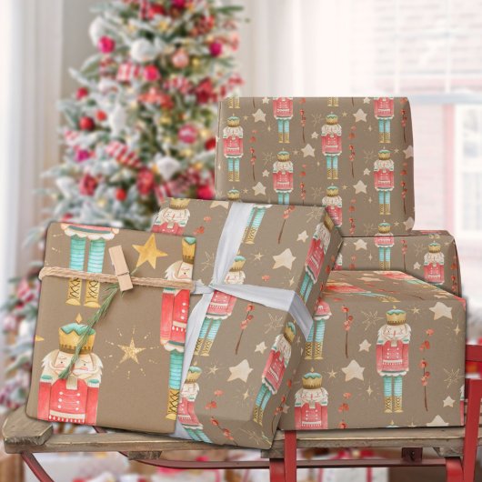 Rustic Kraft The Kerstmis Nutkraker Cadeaupapier