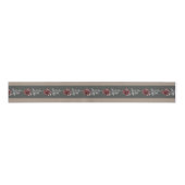Rustic Kraft Thick Grey Centre Stripe Floral 3" Grosgrain Lint (Voorkant)