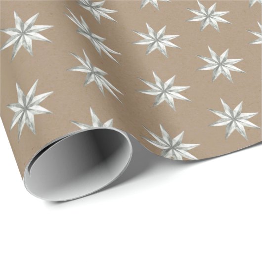 Rustic Kraft  Tiny Silver Stars 2 Cadeaupapier (Rol Hoek)