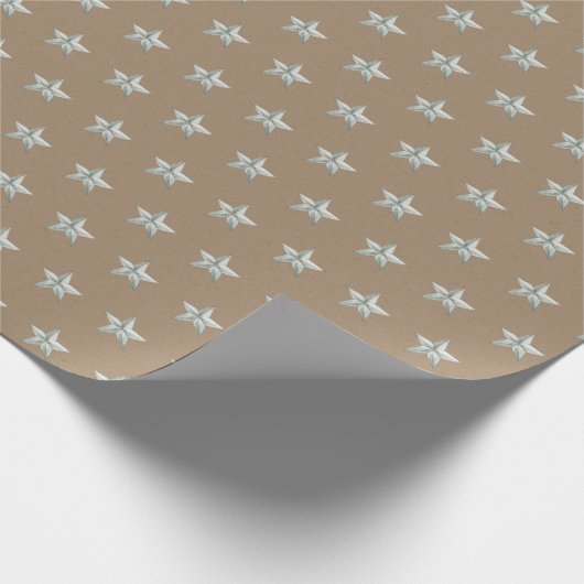 Rustic Kraft  Tiny Silver Stars Cadeaupapier (Hoek)