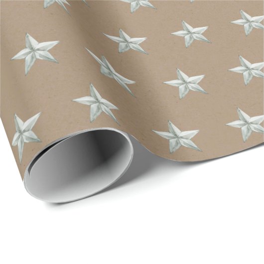 Rustic Kraft Tiny Silver Stars Cadeaupapier (Rol Hoek)