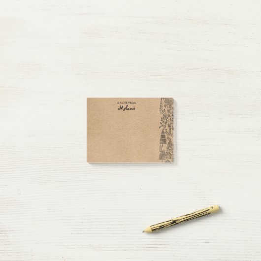 Rustic Kraft Trees Illustratie Gepersonaliseerd Post-it® Notes (Op bureau)