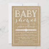 Rustic Kraft Trendy Typography Baby shower Kaart (Voorkant)