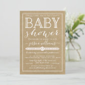 Rustic Kraft Trendy Typography Baby shower Kaart (Staand voorkant)