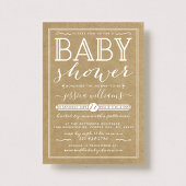 Rustic Kraft Trendy Typography Baby shower Kaart