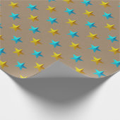 Rustic Kraft Turquoise Blauw Goud Vakantie Cadeaupapier (Hoek)