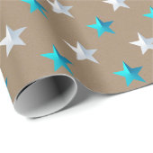 Rustic Kraft Turquoise Blauw Zilver Vakantie Cadeaupapier (Rol Hoek)