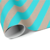 Rustic Kraft Turquoise Blue Wide Stripe Holiday Cadeaupapier (Rol Hoek)