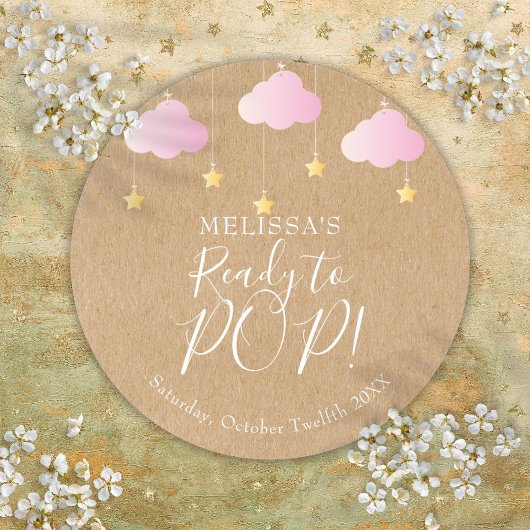 Rustic Kraft Twinkle Twinkle Klaar voor POP Roze Ronde Sticker