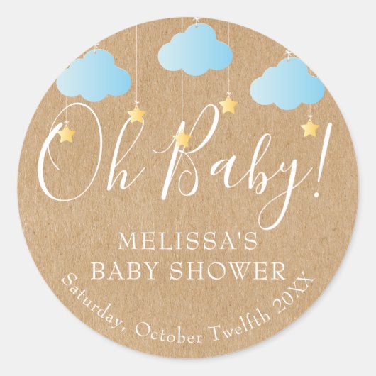 Rustic Kraft Twinkle Twinkle Oh Baby babyfeest Ronde Sticker (Voorkant)