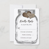 Rustic Kraft Two Hearts Mason Jar Wedding RSVP (Voorkant)